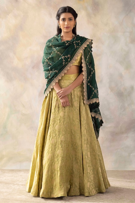 Satvik lime and olive green peplum with olive green lehenga and lime g –  Pooja Keyur