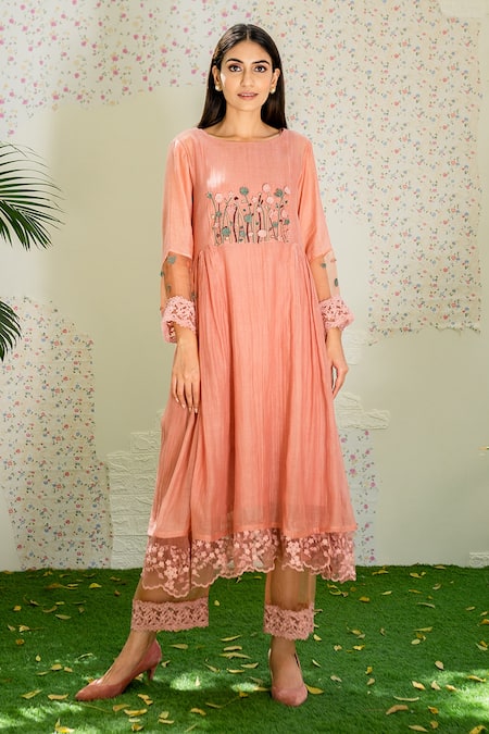 NAAZ BY NOOR Embroidered Kurta & Palazzo Set 