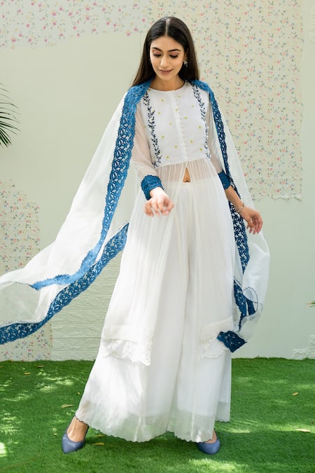 NAAZ BY NOOR Scallop Hem Kurta Set 