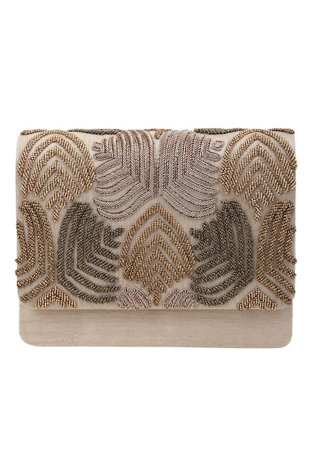 The Purple Sack Embroidered Flap Clutch  