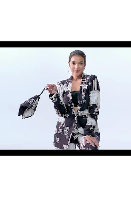 Buy Masaba Black Crepe Stallion Print Blazer Set Online at Aza Fashions Buy_Masaba_Black Crepe Stallion Print Blazer Set_Online_at_Aza_Fashions