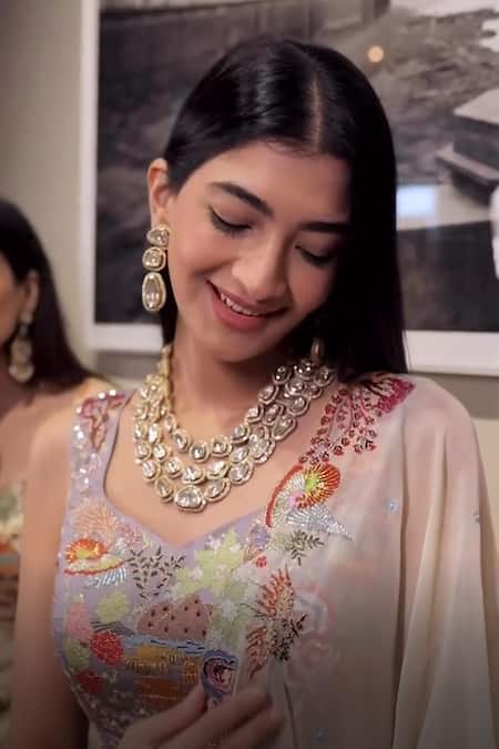 Aisha Rao Purple Kasab Satin Divergence Sweetheart Neck Applique Embellished Lehenga Set at Aza Fashions Aisha Rao_Purple Kasab Satin Divergence Sweetheart Neck Applique Embellished Lehenga Set _at_Aza_Fashions