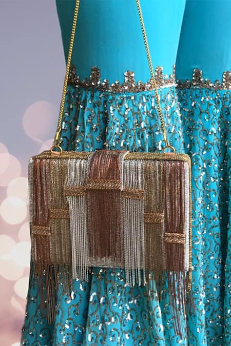 Bhavna Kumar Tassel Box Clutch with Sling 