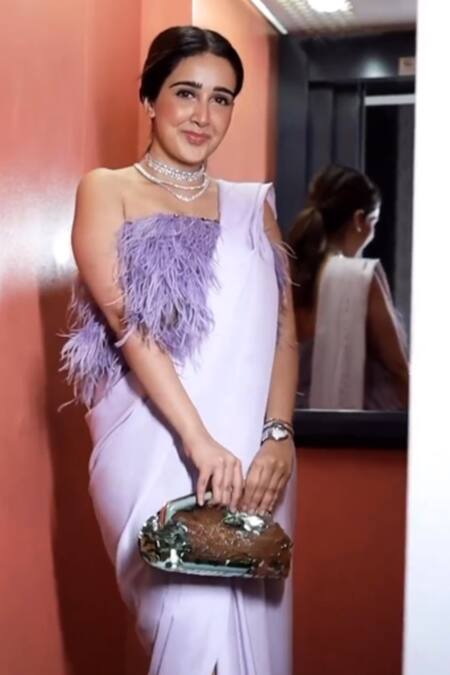 Shop 431-88 By Shweta Kapur Purple Satin Samara Draped Skirt Online at Aza Fashions Shop_431-88 By Shweta Kapur_Purple Satin Samara Draped Skirt_Online_at_Aza_Fashions