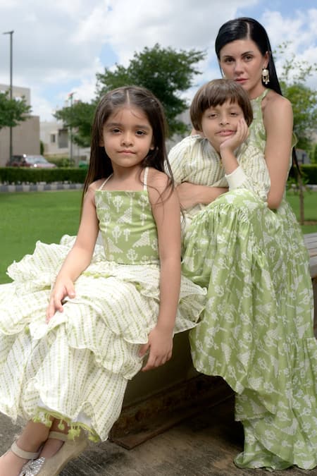 Buy Thetaa Green Chanderi , Dot Print Bomber Jacket Buy_Thetaa_Green Chanderi , Dot Print Bomber Jacket