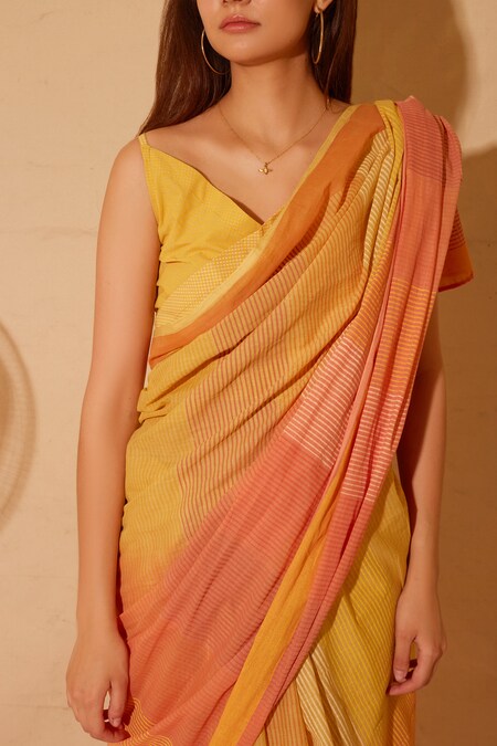 The Vibrant Elegance of a Cotton Silk Orange Saree Ved Tex