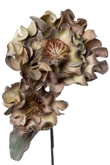 Buy_H2h_Brown Foam Flowers, Leaves And Plastic Coated Oyester Artificial - Set Of 2_Online_at_Aza_Fashions