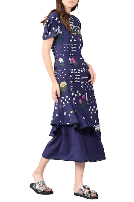 Sahil Kochhar Blue Deep Modal Midi Dress For Women