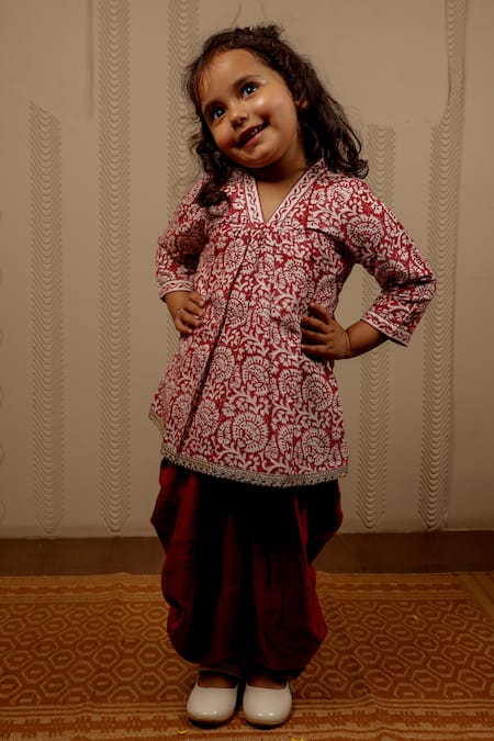 TINY COLOUR Block Print Kurta & Dhoti Pant Set 