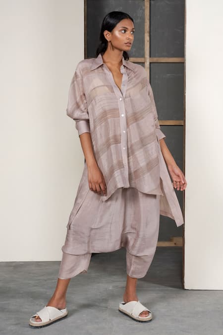 Urvashi Kaur Linen Silk Asymmetric Tunic 