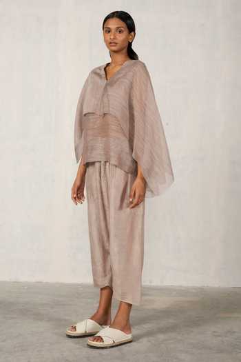 Buy Peach Linen, Silk Flared Pant For Women by Urvashi Kaur Online at ...