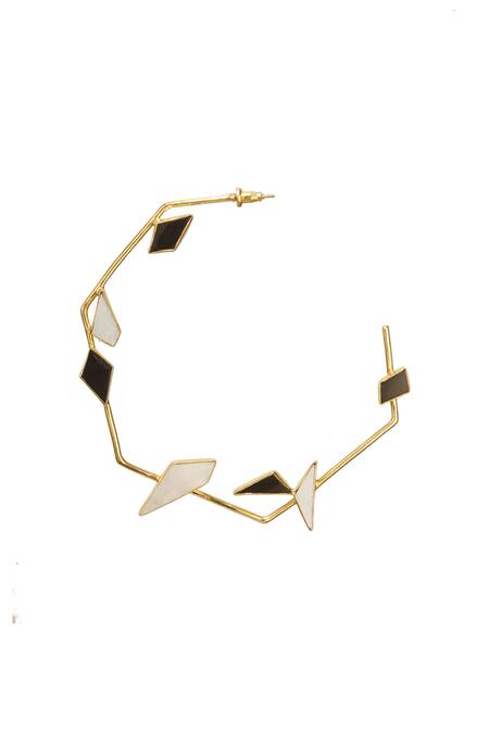Buy_Varnika Arora_Gold Plated Lucid Handmade Stone Hoops _Online_at_Aza_Fashions