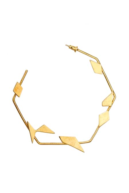 Buy_Varnika Arora_Gold Plated Lucid Handmade Hoops _Online_at_Aza_Fashions