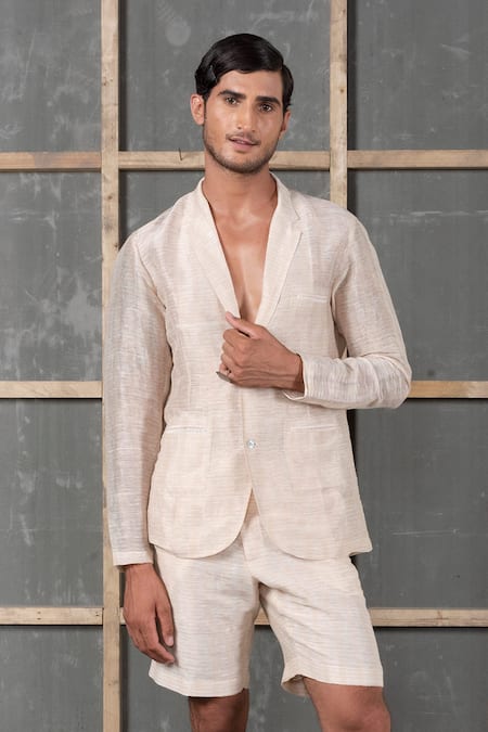 Urvashi Kaur Handwoven Silk Linen Blazer 