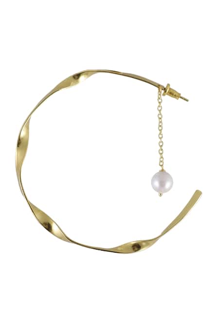 Varnika Arora_Gold Plated Pearls Nova Handcrafted Hoops _Online_at_Aza_Fashions