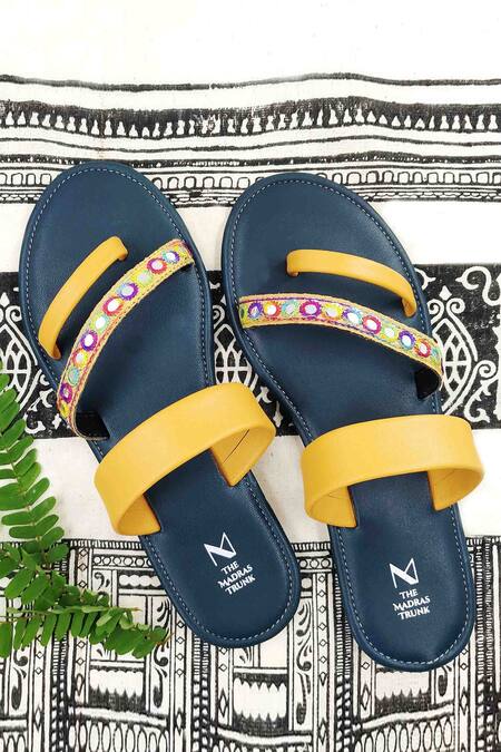 London Rag Flat Slides In Suede With Beaded Straps In Blue Buy London Rag  Flat Slides In Suede With Beaded Straps In Blue Online at Best Price in  India  Nykaa