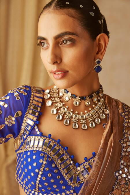Vvani By Vani Vats_Brown Blouse Georgette, Lehenga And Dupatta Shimmer Embroidered Bridal Set _at_Aza_Fashions