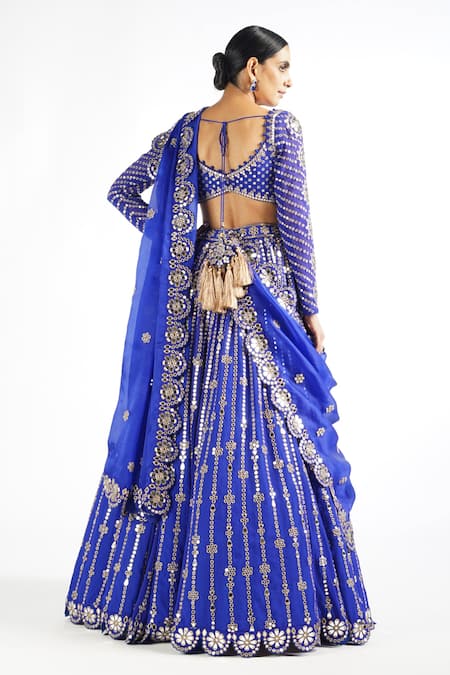 Vvani By Vani Vats Floral Mirror Embroidered Bridal Lehenga Set 