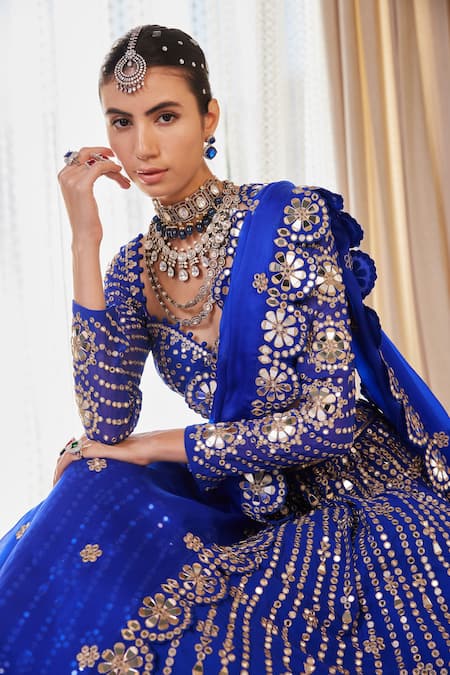Sky Blue Georgette Heavy Embroidered Lehenga Choli Set with Dupatta | Blue  lehenga, Lehenga choli online, Bridal lehenga collection