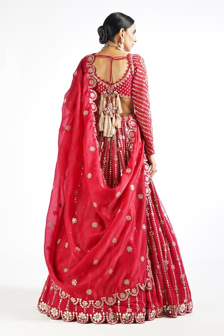 Vvani By Vani Vats Floral Mirror Embroidered Bridal Lehenga Set 