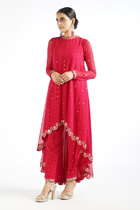 Vvani By Vani Vats Mirror Embroidered Kurta & Pant Set 