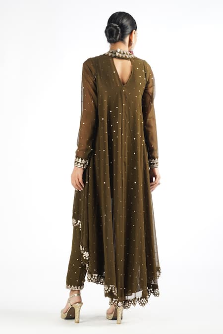 Vvani By Vani Vats Mirror Embroidered Kurta & Pant Set 