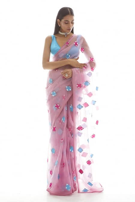 Vvani by Vani Vats Embroidered Organza Saree with Blouse 