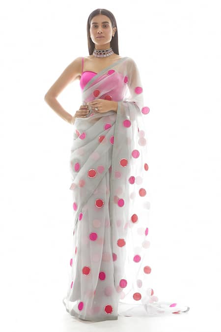 Vvani by Vani Vats Embroidered Organza Saree with Blouse 