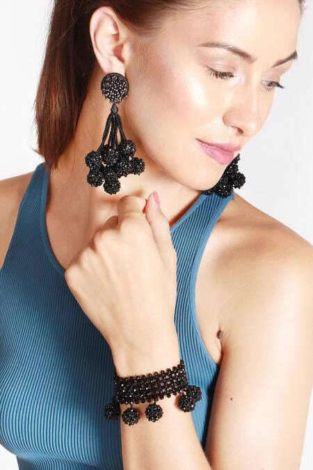 Vaidaan Gold Plated Beads, Stones Barana Danglers Online at Aza Fashions Vaidaan_Gold Plated Beads, Stones Barana Danglers _Online_at_Aza_Fashions