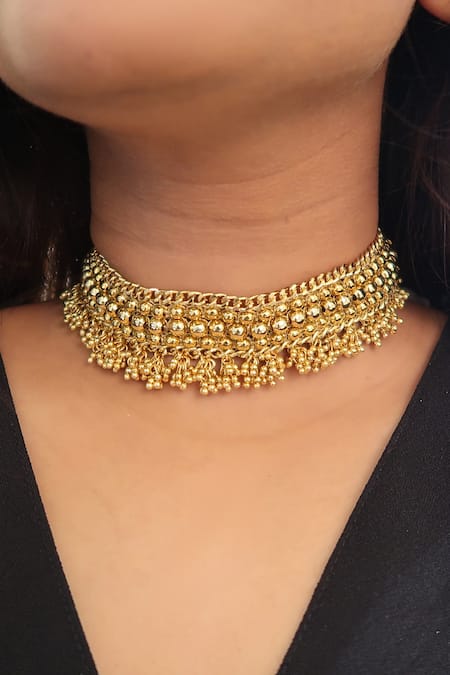 Vaidaan_Gold Plated Rashk Choker _Online_at_Aza_Fashions