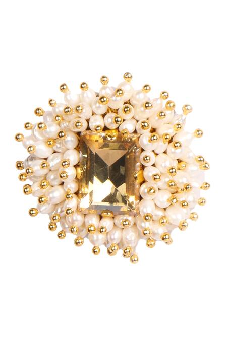 Vaidaan_Gold Plated Pearls, Beads, Stones Akahi Stud Earrings _Online_at_Aza_Fashions