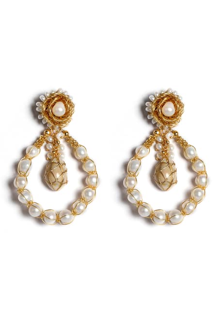 Buy Teejh Siyaa White Golden Dangler Earrings Online At Best Price @ Tata  CLiQ