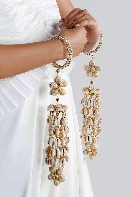 Buy Vaidaan Gold Plated Stones Alankriti Shell Embellished Kaleera - Set Of 2 Online at Aza Fashions Buy_Vaidaan_Gold Plated Stones Alankriti Shell Embellished Kaleera - Set Of 2_Online_at_Aza_Fashions