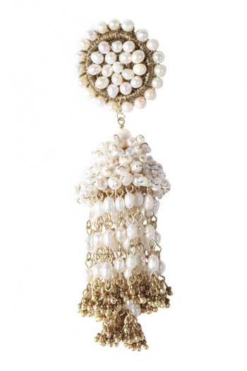 Vaidaan_Gold Plated Pearls, Beads And Embellished Danglers _Online_at_Aza_Fashions