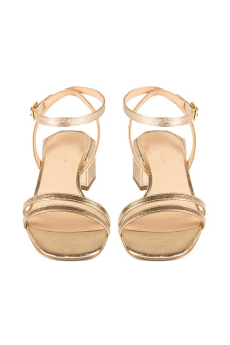 Buy Rocia Gold Women Diamond Embellished Block Heel Sandals Online at Regal  Shoes. | 9627021