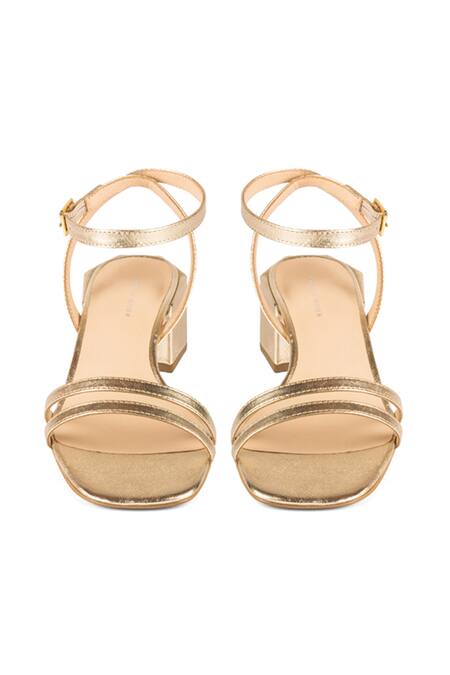 Buy Rocia Gold Women Diamond Embellished Block Heel Sandals Online at Regal  Shoes. | 9627021