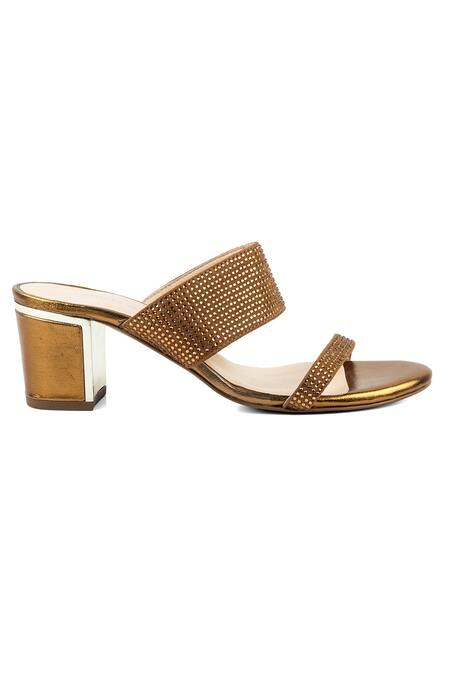 Buy_Vanilla Moon_Brown Embroidery Vania Block Heel Sandals_Online_at_Aza_Fashions