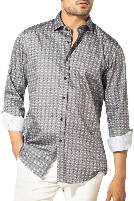 Buy_Varun Bahl_Grey Printed Shirt_Online_at_Aza_Fashions