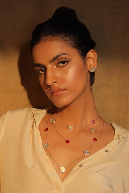 Varnika Arora_Gold Plated Layered Heart Necklace _Online_at_Aza_Fashions