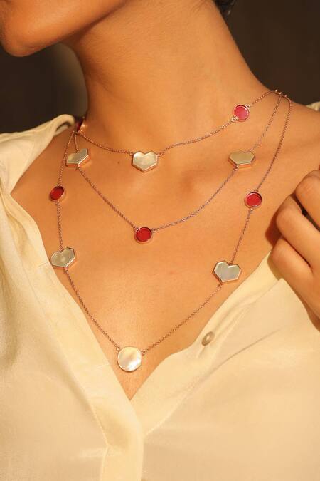 Buy_Varnika Arora_Gold Plated Layered Heart Necklace _Online_at_Aza_Fashions