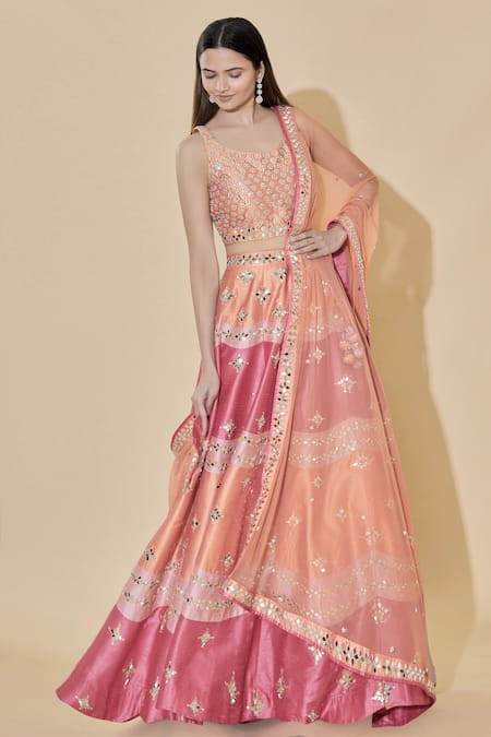 Vandana Sethi Embellished Raw Silk Bridal Lehenga Set 