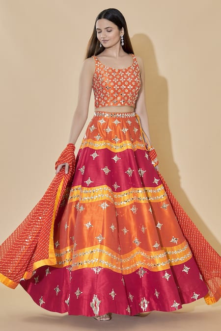 Vandana Sethi Embellished Raw Silk Bridal Lehenga Set 