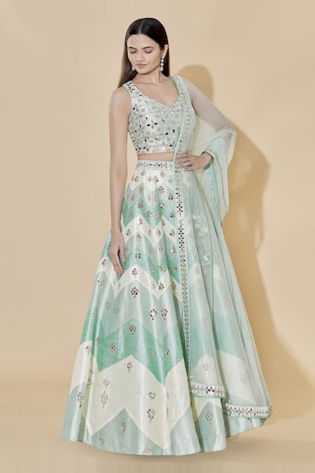 Vandana Sethi Embellished Raw Silk Bridal Lehenga Set 