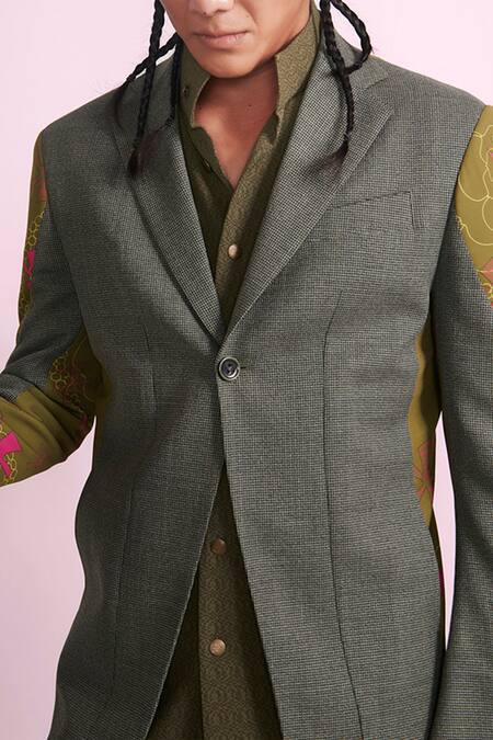 Buy Vikram Bajaj Green Wool Panelled Suit Set Online at Aza Fashions Buy_Vikram Bajaj_Green Wool Panelled Suit Set_Online_at_Aza_Fashions