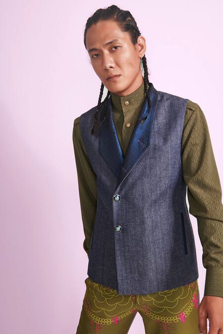 Denim top nehru jacket