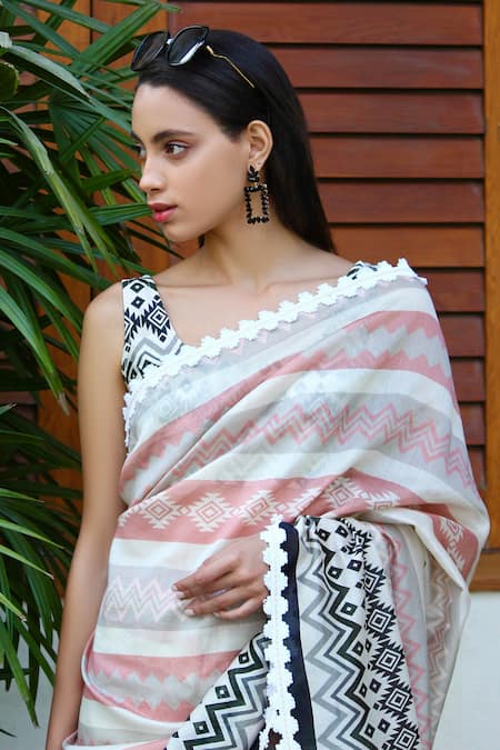 Handloom Gold & Silver Stripes Katan Silk Chanderi Saree