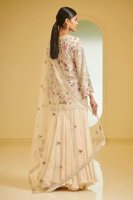 Shop Varun Bahl White Round Embroidered Kurta Sharara Set at Aza Fashions Shop_Varun Bahl_White Round Embroidered Kurta Sharara Set _at_Aza_Fashions