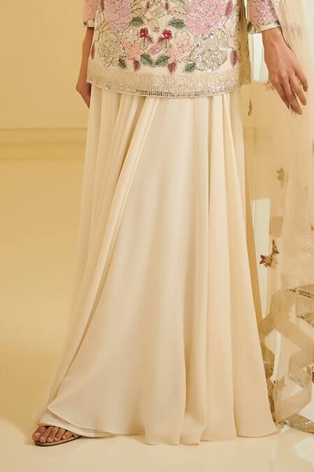 Varun Bahl White Round Embroidered Kurta Sharara Set at Aza Fashions Varun Bahl_White Round Embroidered Kurta Sharara Set _at_Aza_Fashions