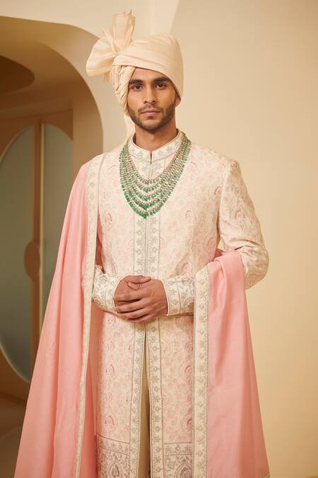 Buy Varun Bahl Pink Silk, Modal Dupion Embroidered Sherwani Set Online at Aza Fashions Buy_Varun Bahl_Pink Silk, Modal Dupion Embroidered Sherwani Set _Online_at_Aza_Fashions