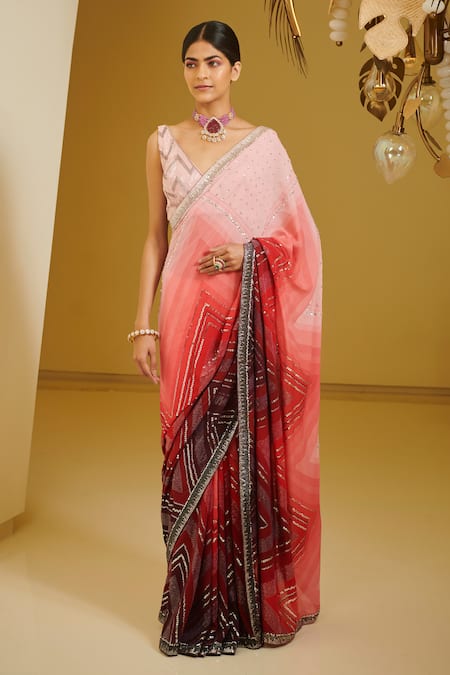 Varun Bahl Embroidered Saree with Blouse 